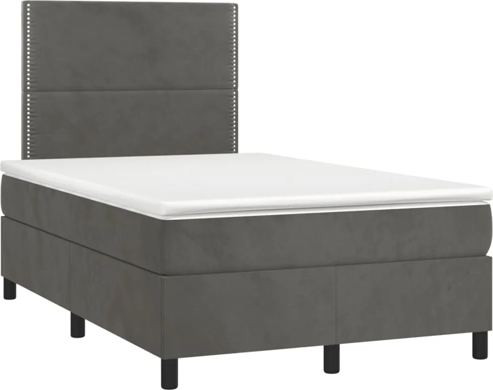 vidaXL Pat box spring cu saltea, gri închis, 120x190 cm, catifea