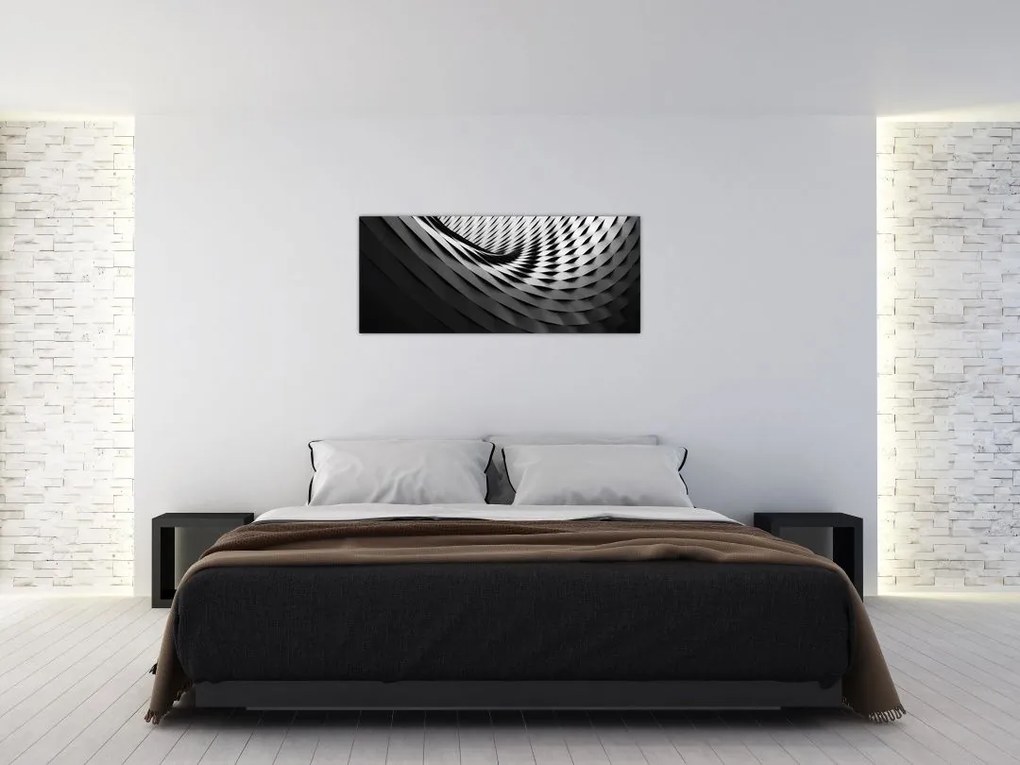Tablou abstract - spirală alb neagră (120x50 cm)