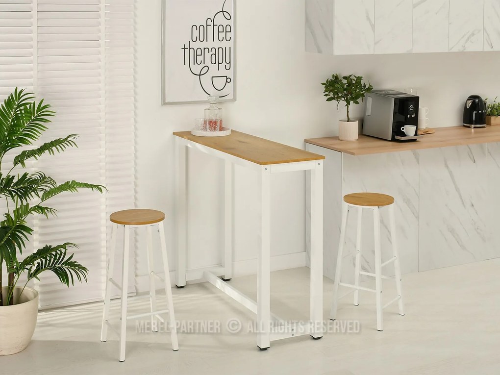 Set masă scaune pentru sufragerie Remma (stejar + alb) (pentru 2 persoane). 1111873