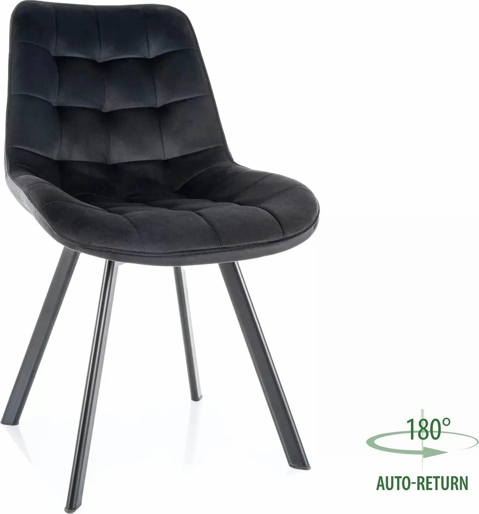 Scaun MONTI, negru - Bluvel 19, stofa catifelata/metal, 51x60x88 cm