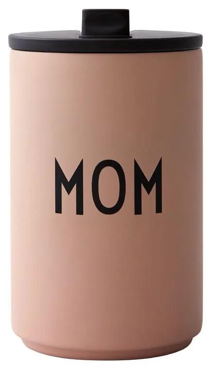 Cană de voiaj termică roz Design Letters Mom, 350 ml