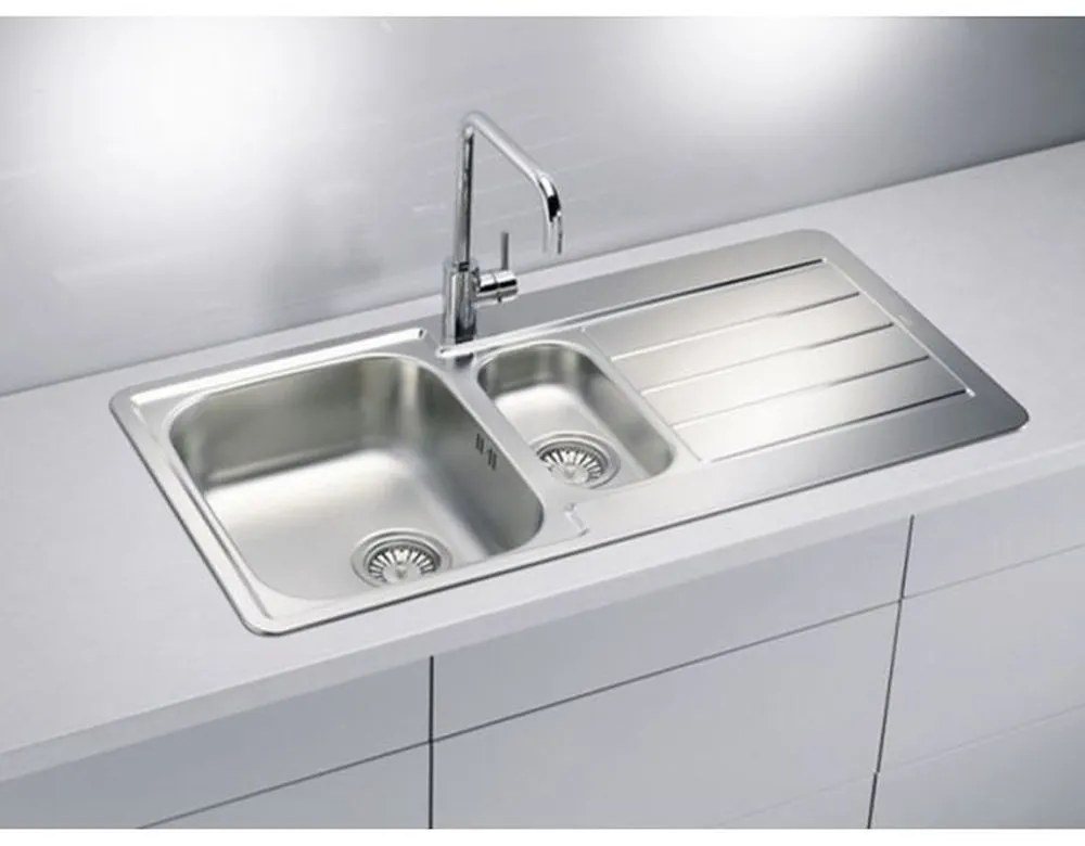 Chiuveta bucatarie inox doua cuve crom satin Alveus Line 10 SATIN