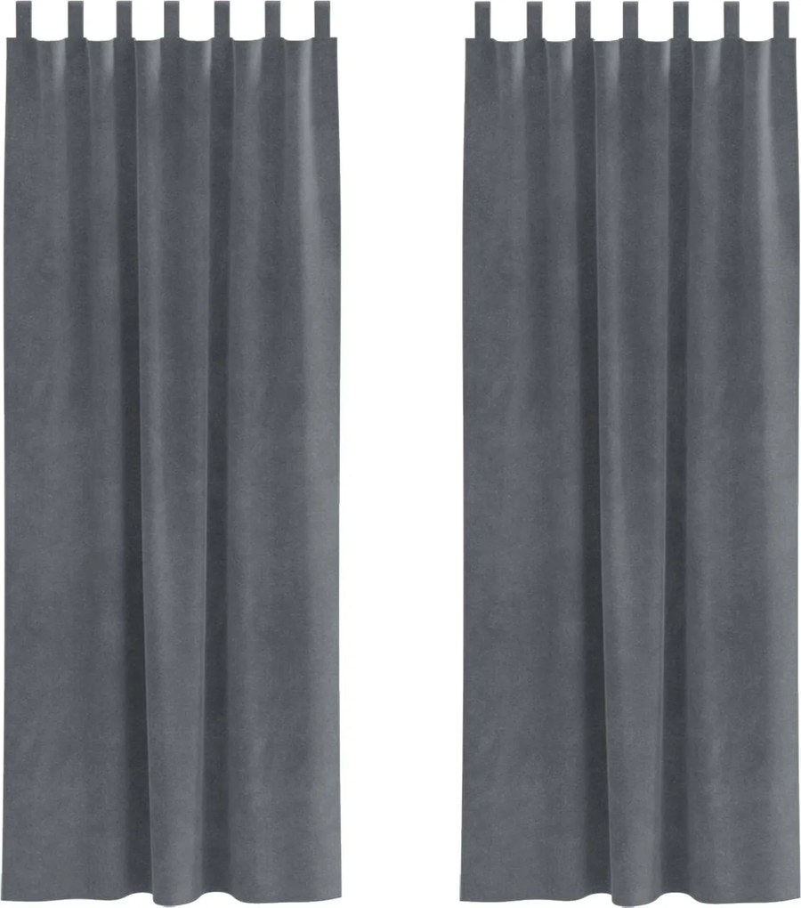 vidaXL Perdele opace 2 pcs Gri deschis 140 x 260 cm Catifea
