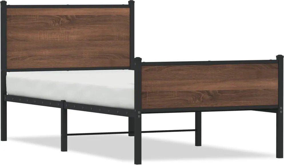 vidaXL Cadru pat metalic fără saltea, stejar maro, 75x190 cm