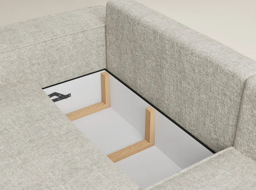 Colțar bej extensibil/cu spațiu de depozitare cu tapițerie din chenille (cu colț pe partea dreaptă/în formă de ”L”) Tonga – Maison de Rêve