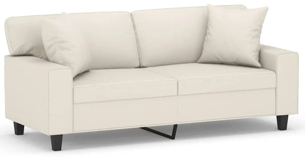 3153060 vidaXL Canapea cu 2 locuri, perne&pernuțe crem 140 cm piele ecologică