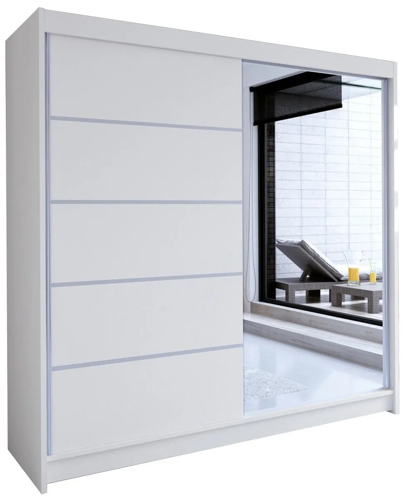 Dulap de haine Bastian III (Alb + sonoma + oglindă) (iluminat LED rgb color). Promo -17%. 1054210