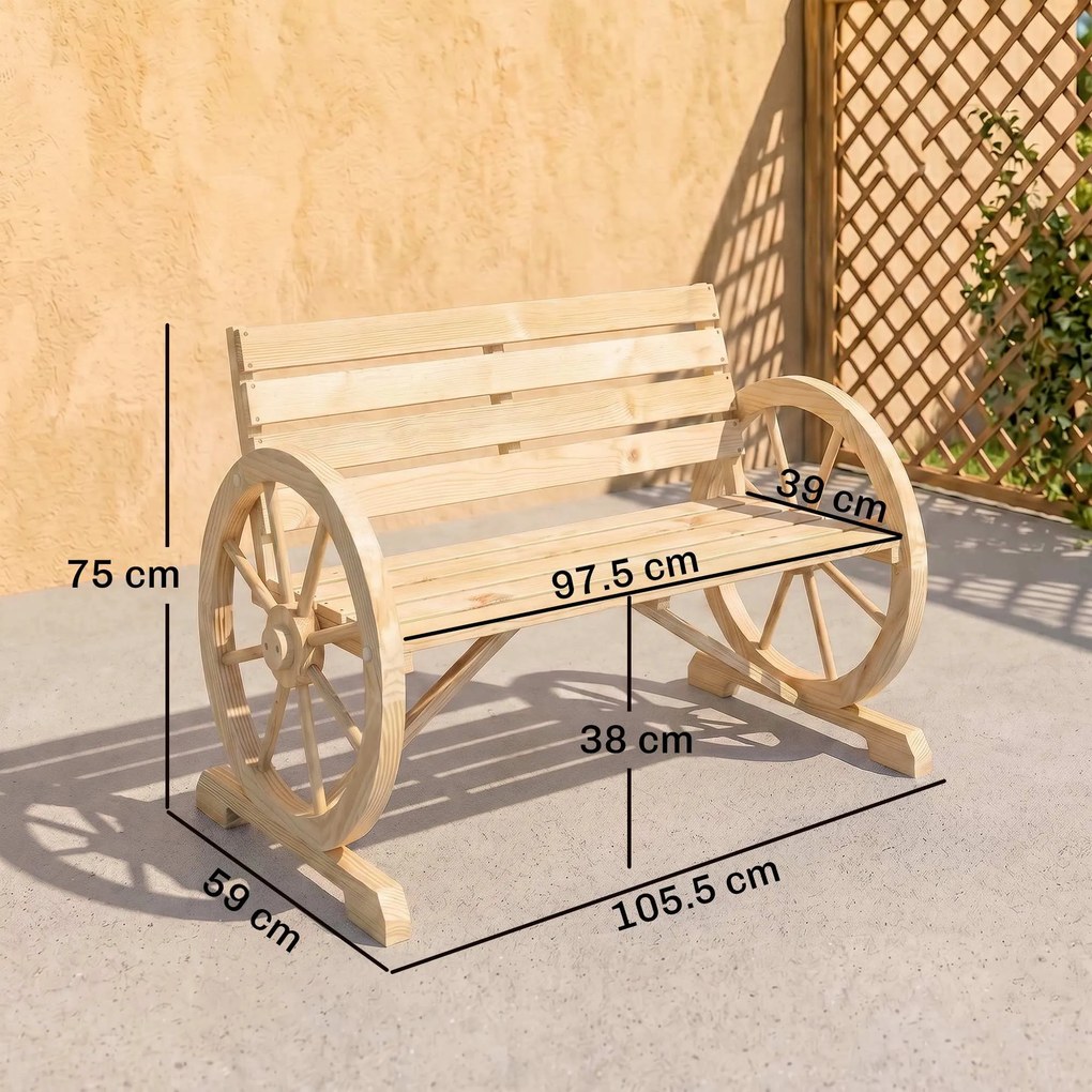 Outsunny Banca Country Fonta 127×60×85 cm – 2‑locuri cu Cotiere Rotative Neagra | Aosom Romania