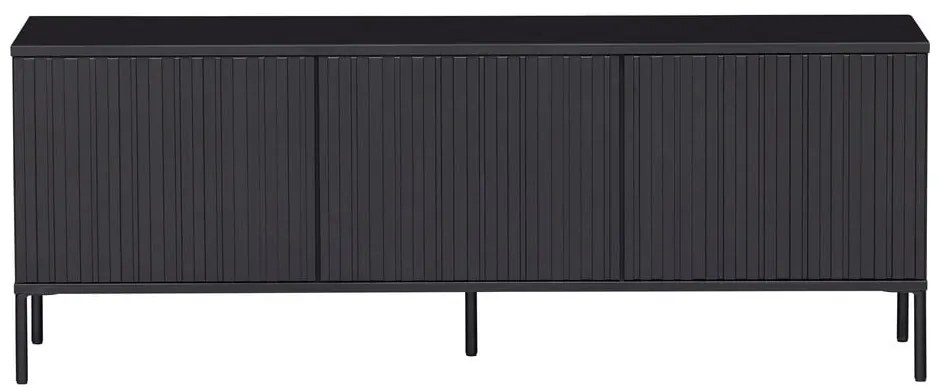 Comodă TV neagră din lemn de pin 150x56x44 cm Gravure – WOOOD