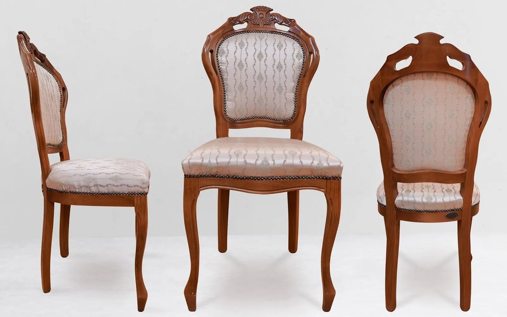 Scaun lemn masiv clasic Briston cu Spătar Tapițat, 48 × 59 × 108 cm