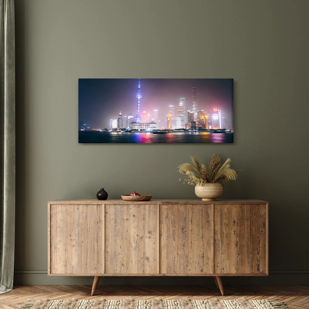 Tabloul Shangai nocturn (120x50 cm)