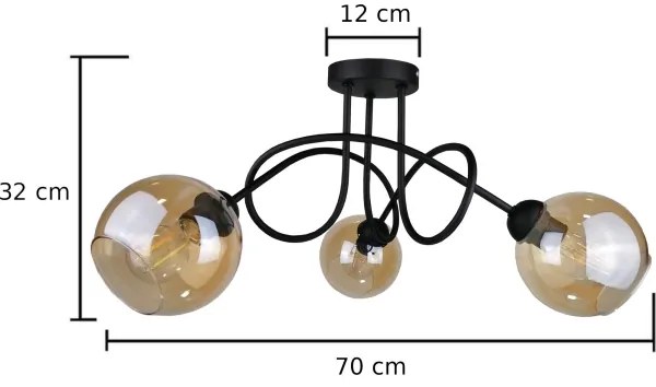 Lustră pe cablu VENUS BLACK 3xE27/60W/230V