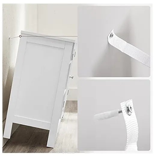 Dulap de depozitare pentru chiuveta, Vasagle, 2 usi, Alb, 90 x 30 x 60 cm