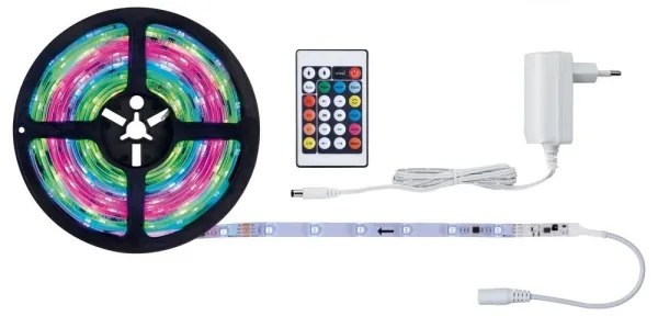 Bandă dimabilă LED RGB/10W Paulmann 70513 SIMPLED 5m 230V + telecomandă