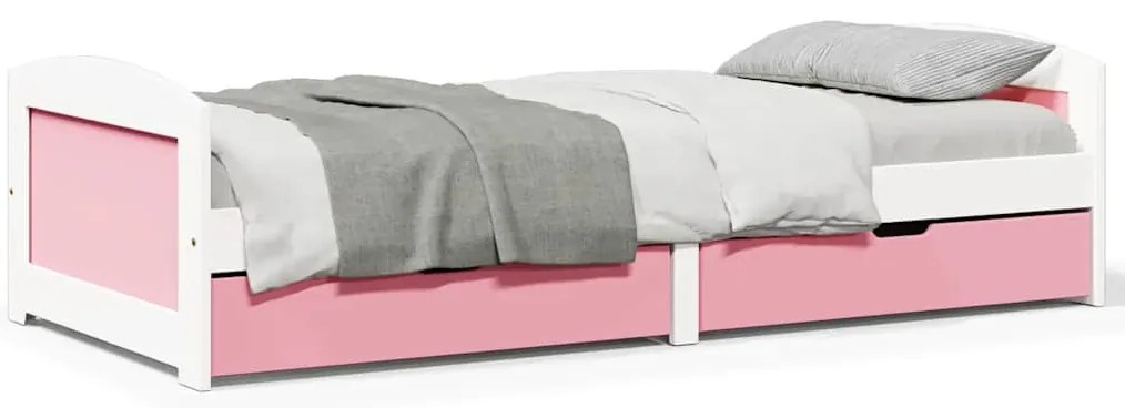 vidaXL Pat de zi cu 2 sertare fără saltea „IRUN” alb și roz 90x200 cm