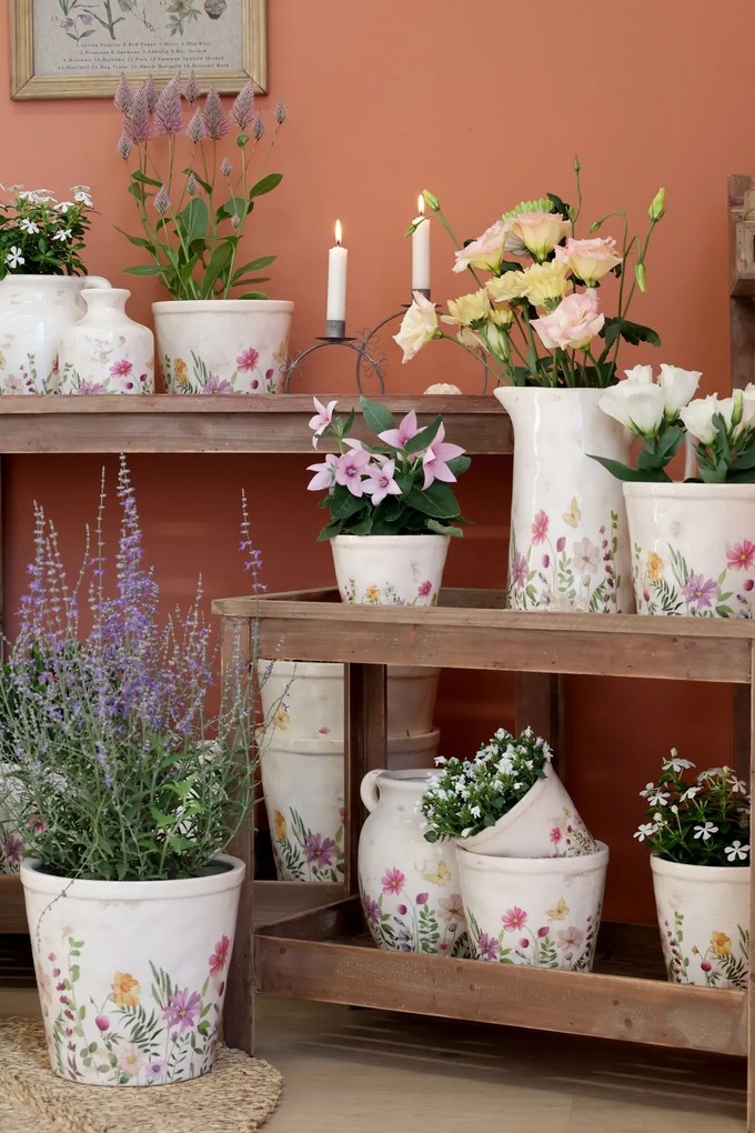 Ghiveci din ceramica, cu motive florale, D19cm, Avignon