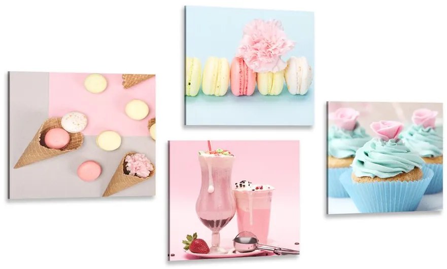 Set tablouri delicatețe dulce cu băutură