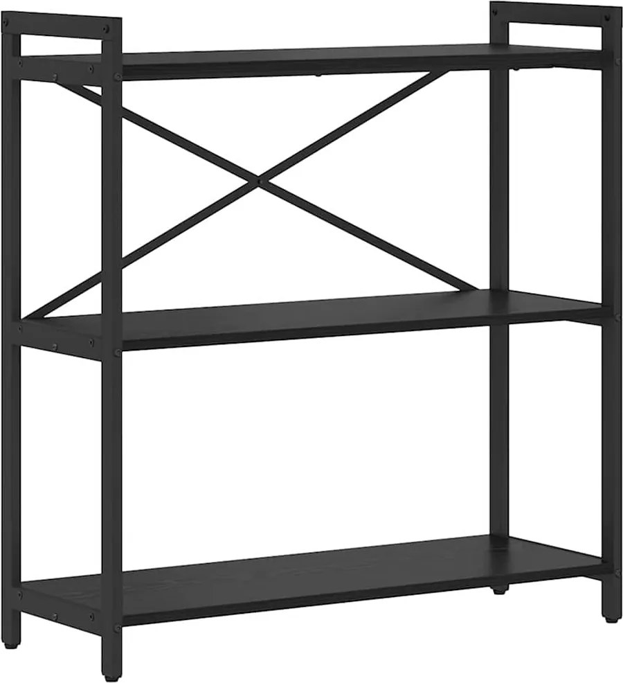 vidaXL Raft pentru cărți Stejar Negru 80 x 30 x 85 cm Lemn compozit