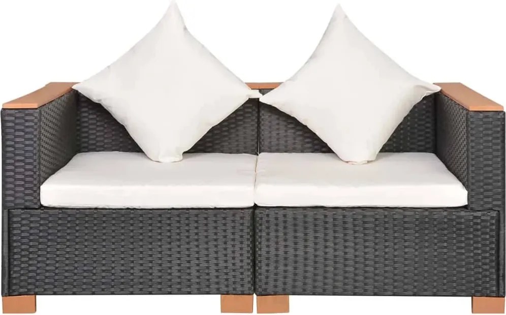 vidaXL Canapea de grădină, negru, poliratan