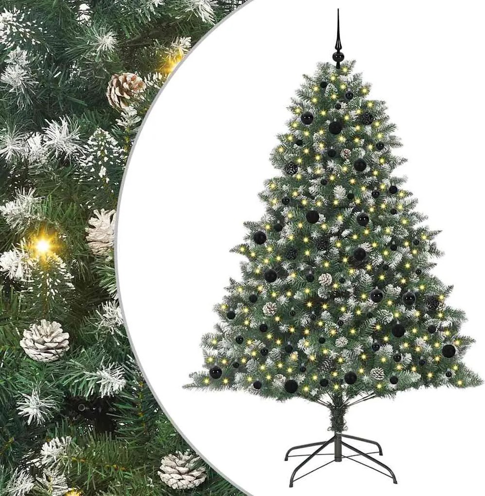 vidaXL Brad de Crăciun artificial Verde 210 cm PVC și Plastic și Oțel