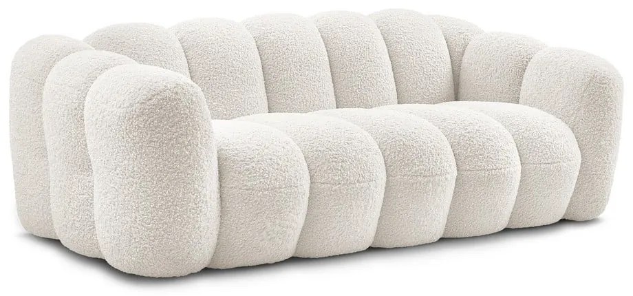 Canapea albă cu tapițerie din țesătură bouclé 232 cm Hippolyte – Bobochic Paris