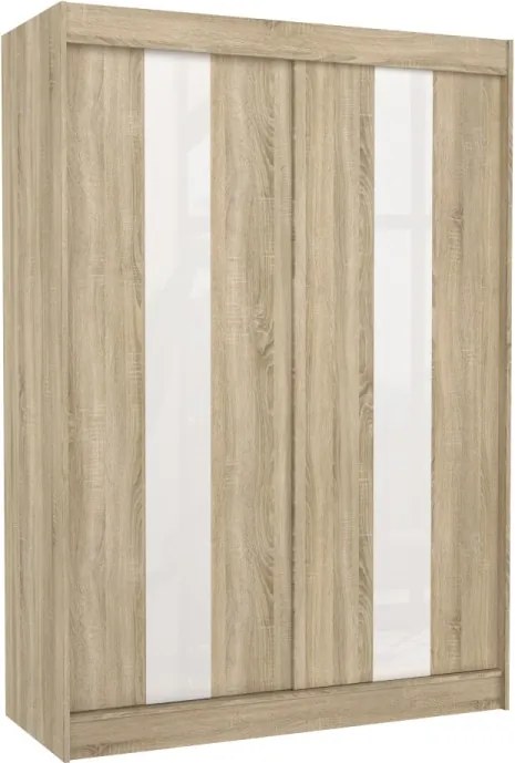 Dulap cu usi glisante 150x215 cm, Karen, ADRK Furniture (Culoare: Sonoma / Alb Lacobel)