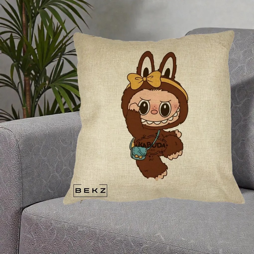 Perna Personalizata Kabuda Maro cu Funda Aurie, 40x40 cm, Crem, Husa Detasabila, Perna Inclusa, BEKZ®