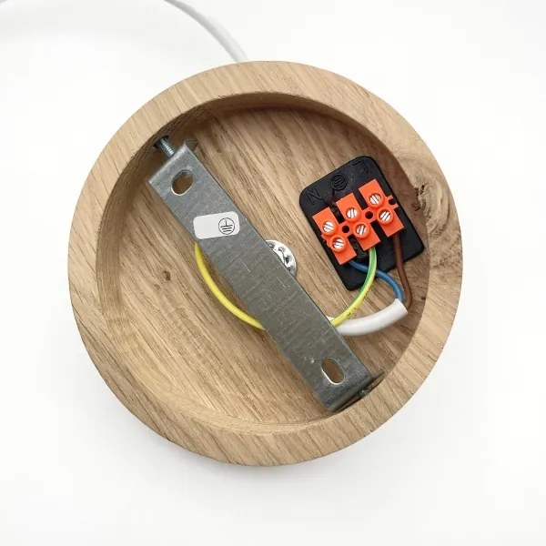 Pendul pe cablu AIDA 1xE27/60W/230V, Ø35 cm, stejar/alb