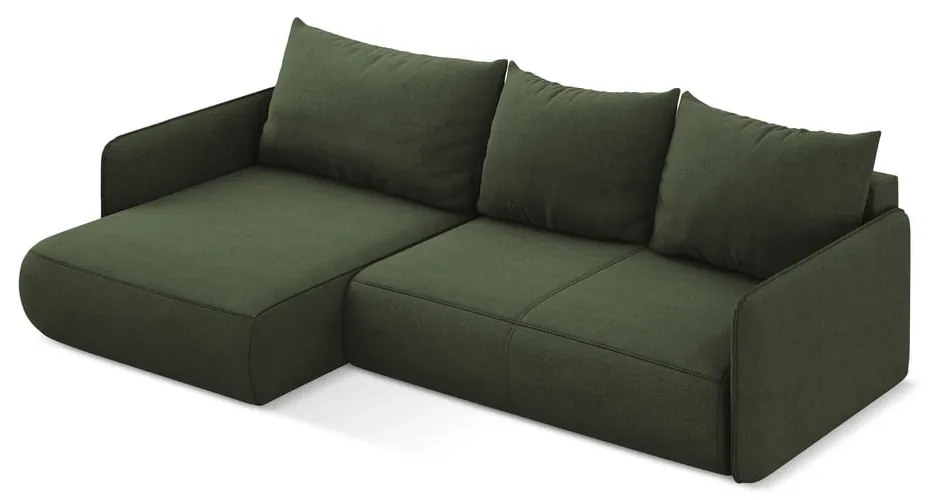 Colțar verde extensibil/cu spațiu de depozitare (cu colț pe partea stângă) Nanea – Makamii