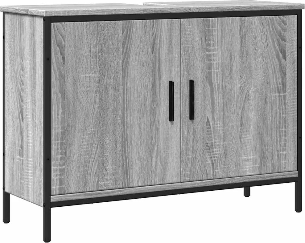 vidaXL Dulap chiuvetă baie, gri sonoma, 80x30x60 cm, lemn prelucrat