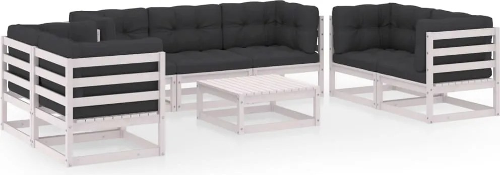 vidaXL Set mobilier de grădină cu perne, 8 piese, lemn masiv de pin
