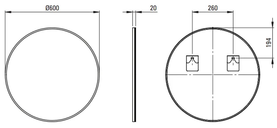 Oglinda rotunda Deante Round, 60 cm, rama negru mat