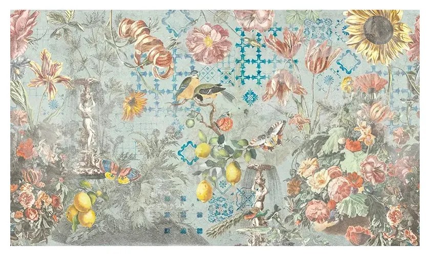 Tapet VLAdiLA Ceramic Flowers (Blue) 520 x 300 cm