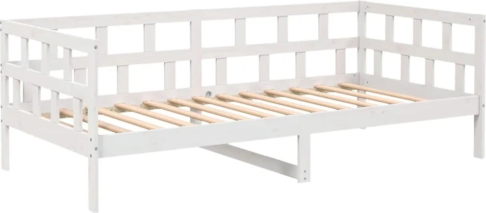 vidaXL Pat de zi, alb, 90x190 cm, lemn masiv de pin