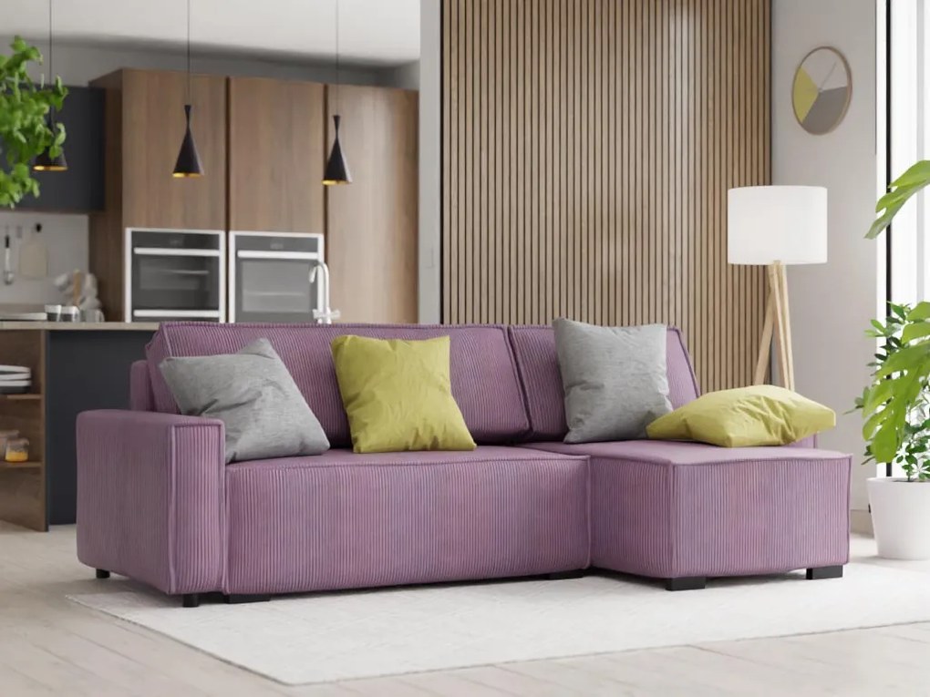 Canapea extensibila cu colt bilateral Culoare Roz, SMART