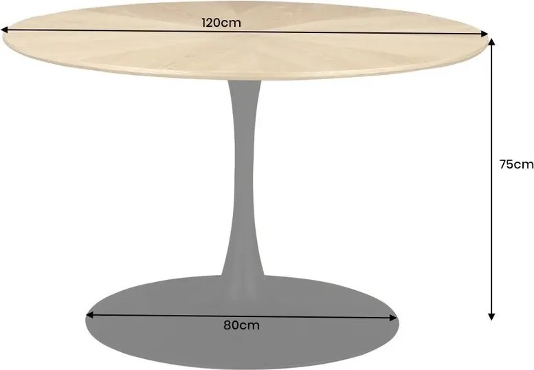 Masa rotunda cu furnir de stejar ATELIER 120cm