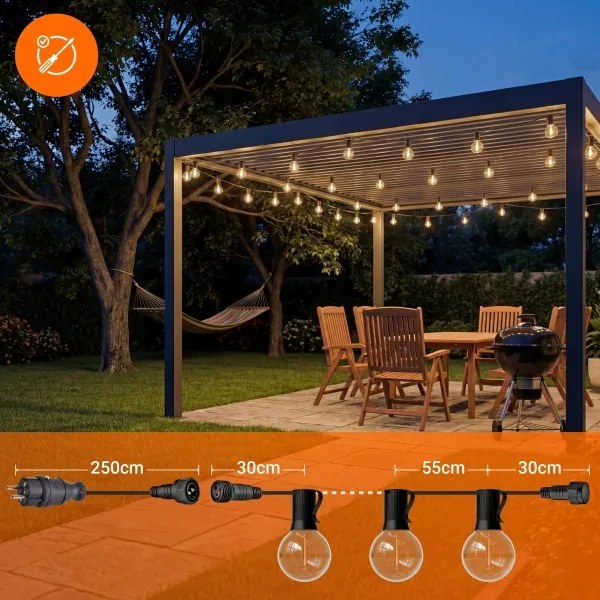Ghirlandă LED decorativă pentru exterior 36xE12/1W/230V 22,35 m IP65 neagră
