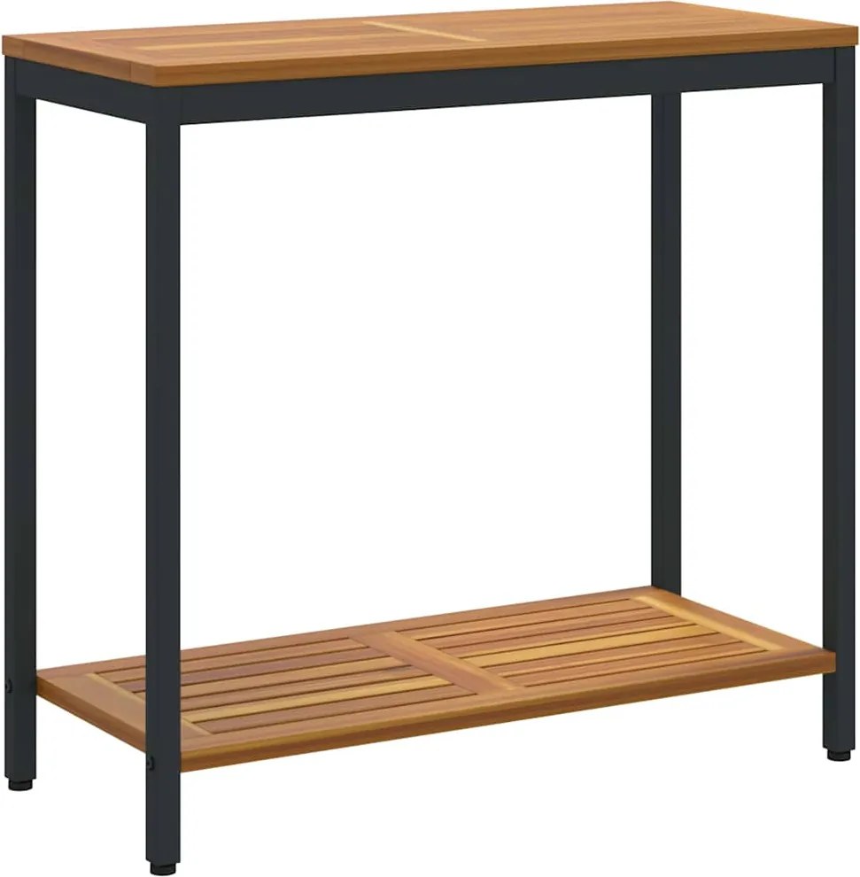 vidaXL Masă de exterior cu depozitare Natural și Negru 80 x 35 x 75 cm