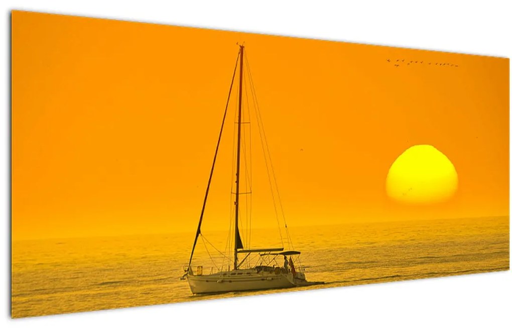 Tablou - Barca în mijlocul mării (120x50 cm)