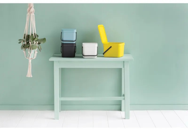 Cos de gunoi colectare selectiva Brabantia Sort&Go 648974, 6 l, Maner, Montabil pe perete, Gri inchis