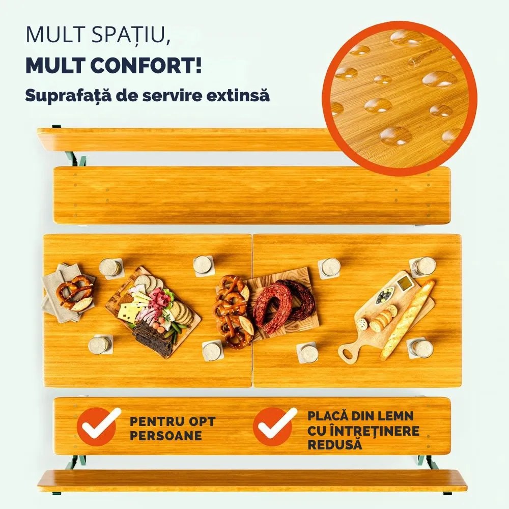 Set de masă pentru bere PRAKTIK cu spătar, 170cm, maro Jurhan