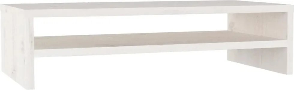 vidaXL Stand pentru monitor, alb, 50x24x13 cm, lemn masiv de pin
