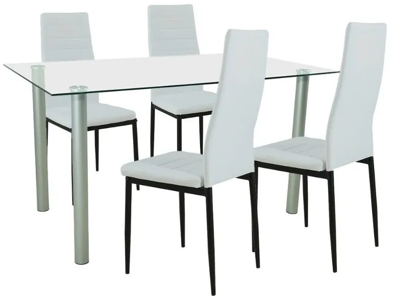 Set de masă Verna 4+1 alb-negru