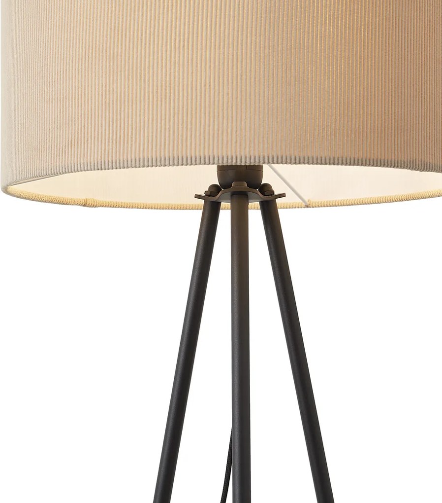 Lampă de podea trepied modernă taupe cu abajur de catifea - Luz