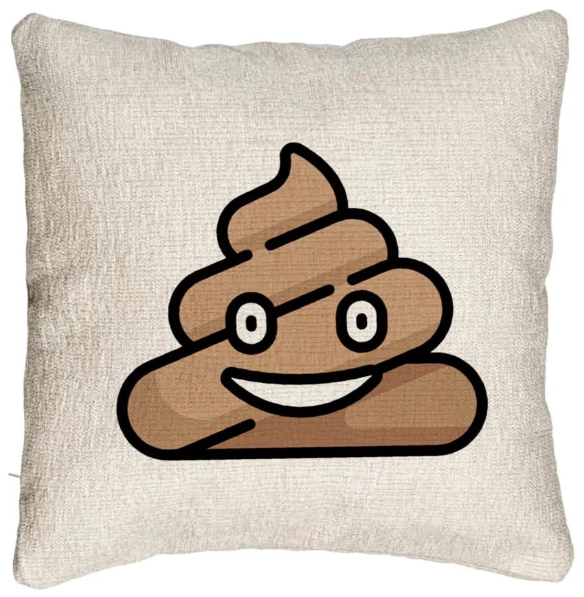 Perna Decorativa Canapea, Model Poo Emoji, 40x40 cm, Cu fermoar