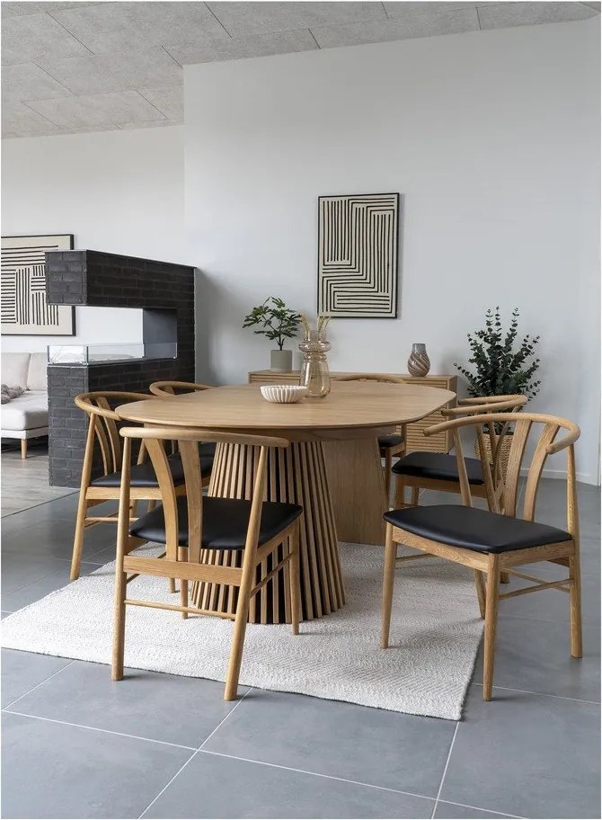 Scaun de dining negru/în culoare naturală din imitație de piele Artenara – House Nordic