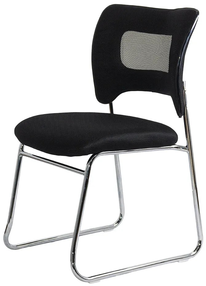 Scaun vizitator negru HRC 613F din mesh si cadrul cromat