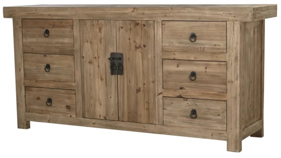 Bufet, natur, din lemn masiv reciclat, „Étable”