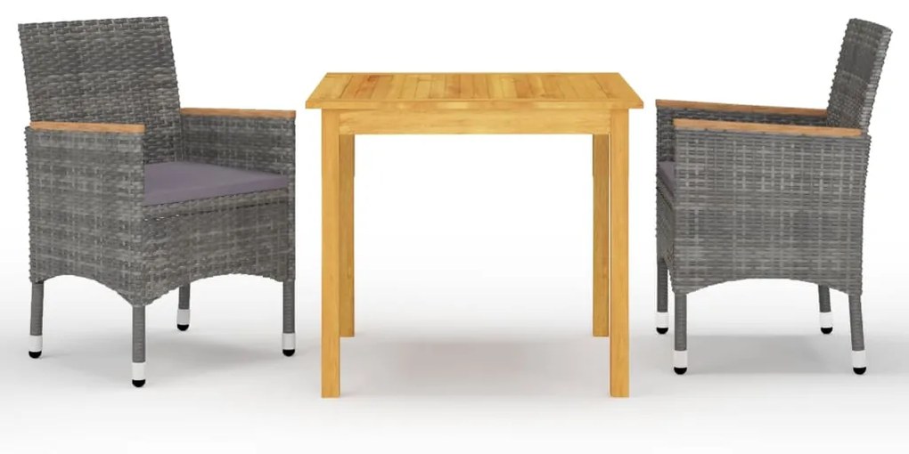 Set mobilier de gradina, 3 piese, gri Gri si maro, 3