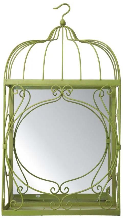 Oglindă de perete Linda, 66x35x18 cm, metal/ sticla, verde